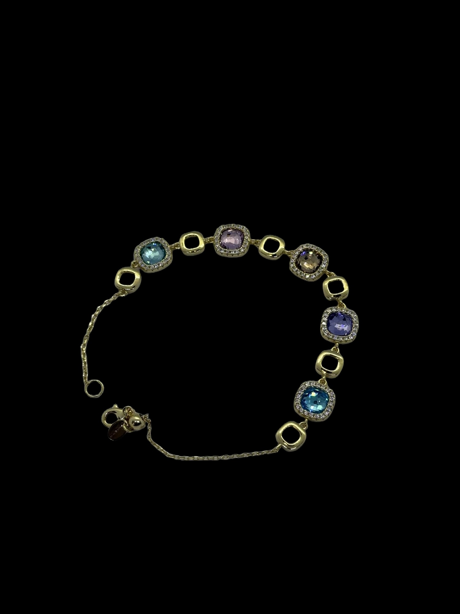 Bracciale in oro giallo con pietre tonde colorate