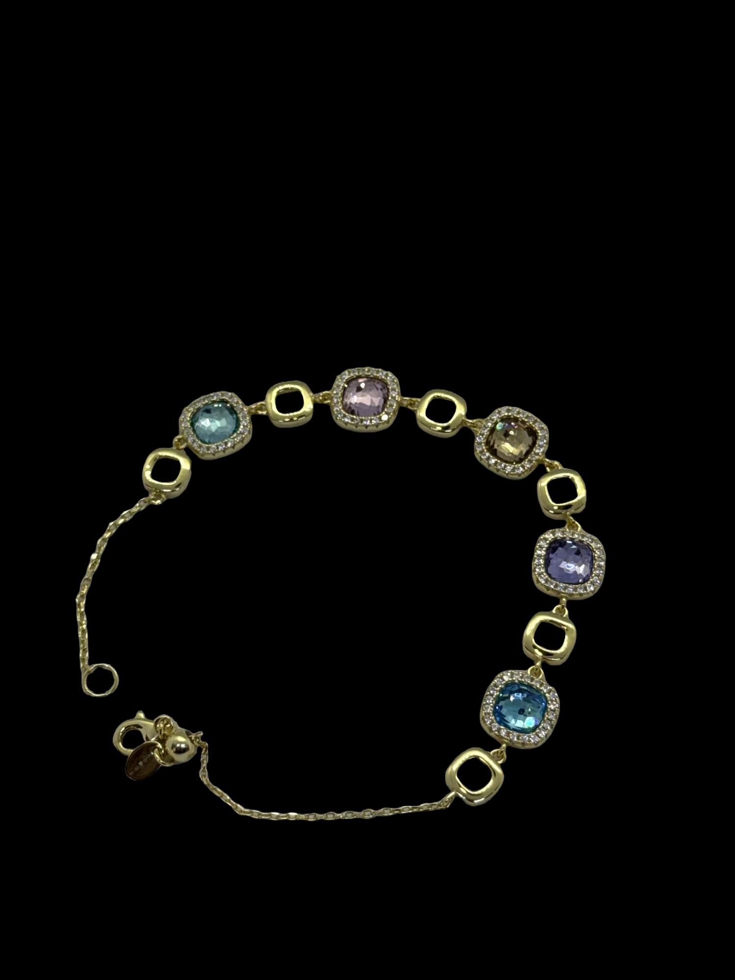 Bracciale in oro giallo con pietre tonde colorate (2)