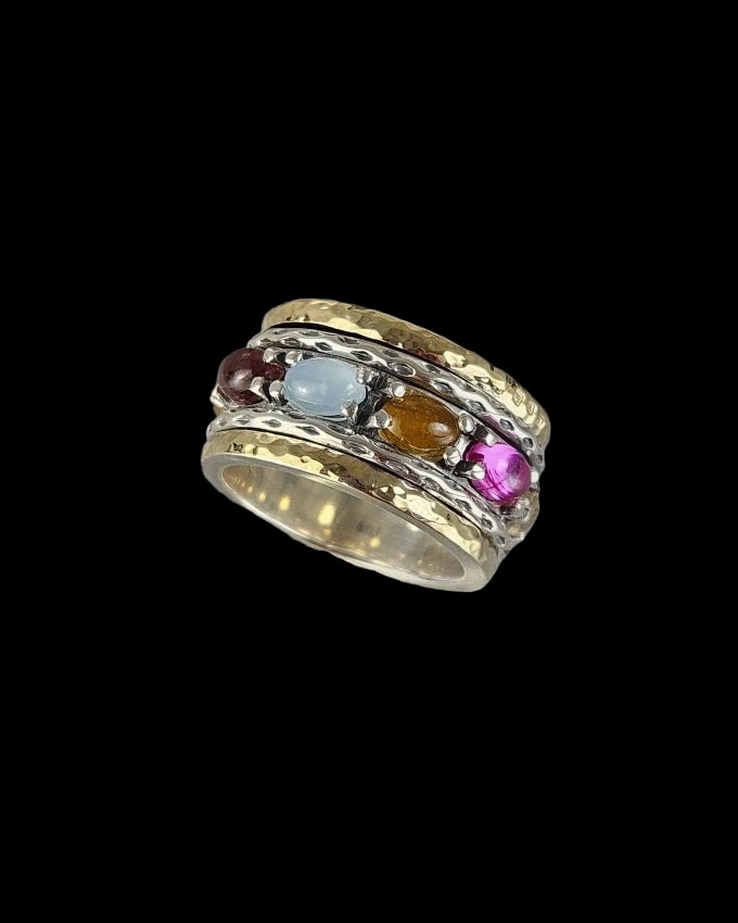 Anello Cabochon multicolore, Styliano Jewellery