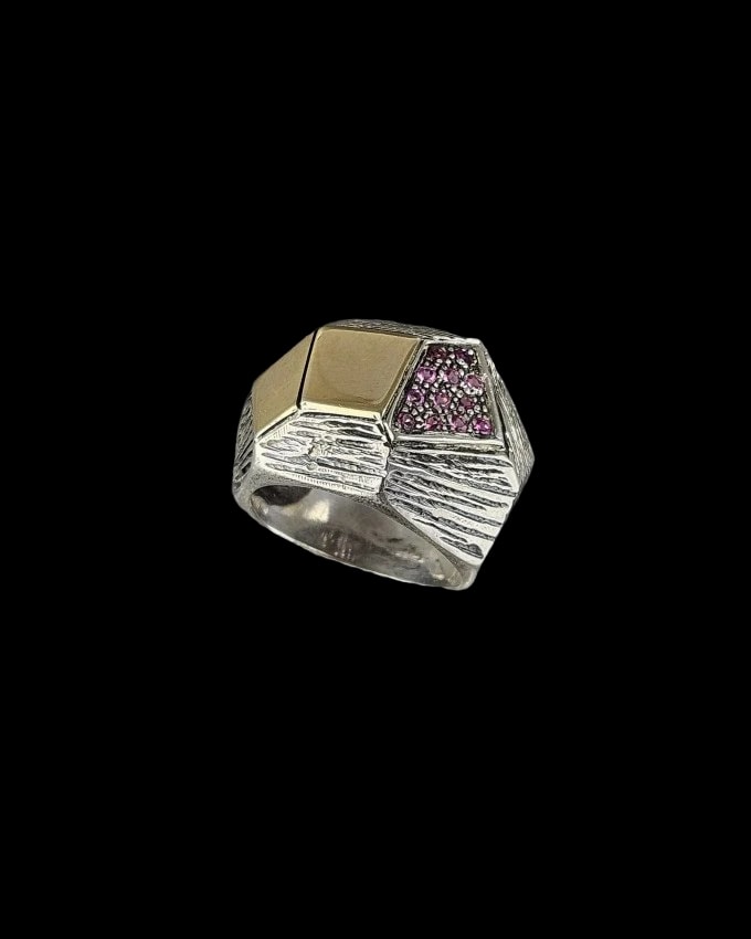 Anello Sfaccettato rosa, Styliano Jewellery