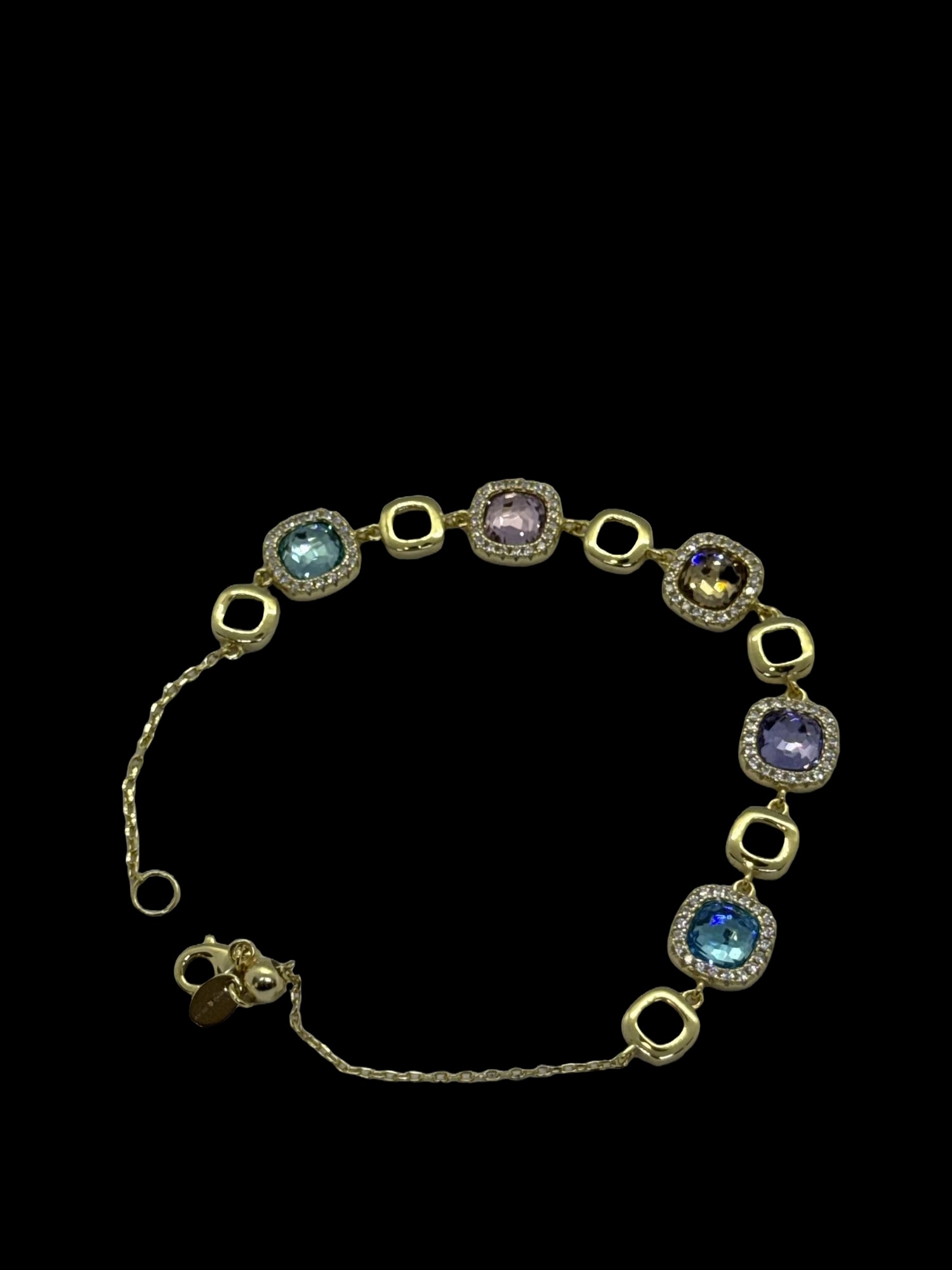 Bracciale in oro giallo con pietre tonde colorate (3)