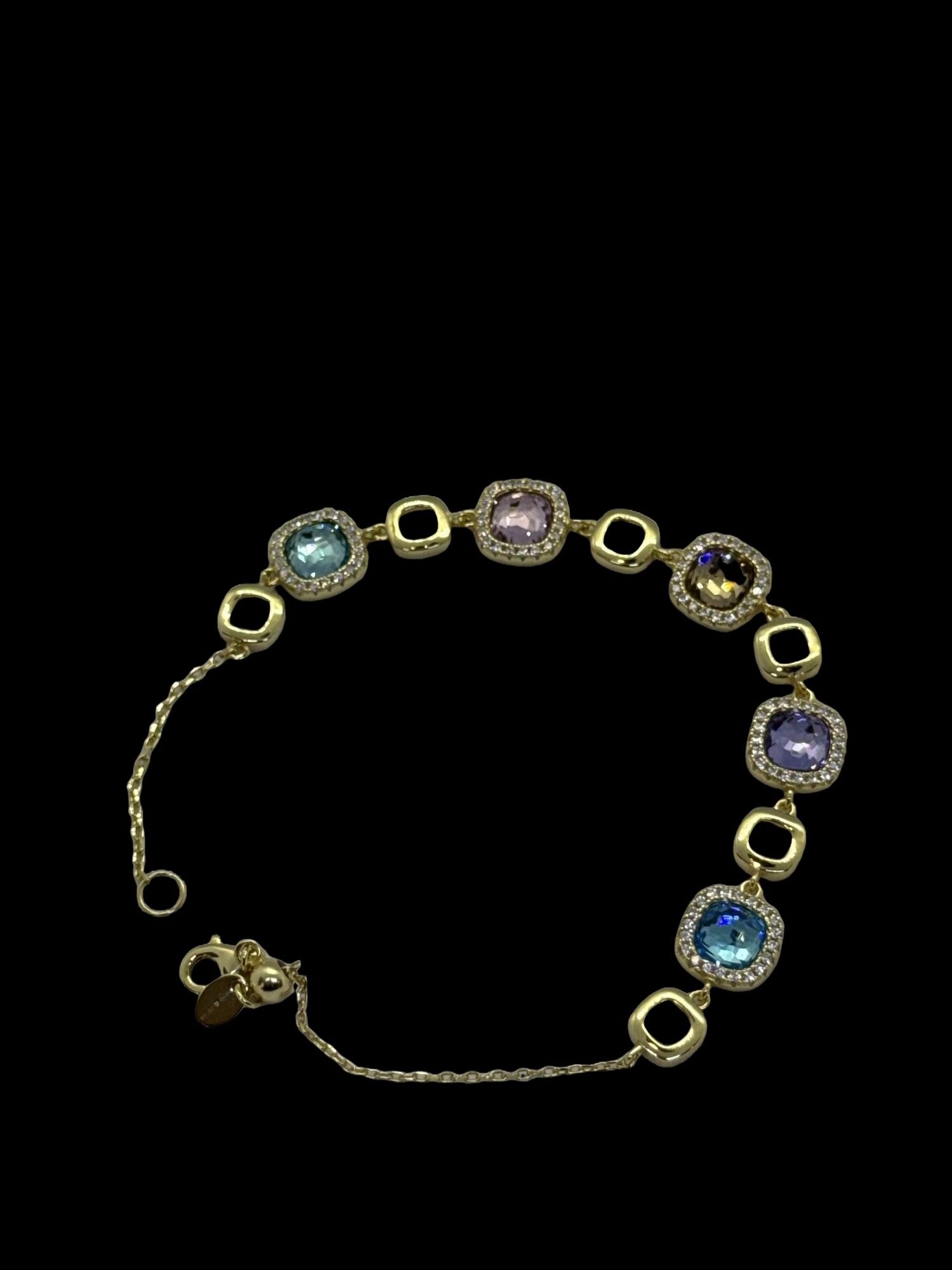 Bracciale in oro giallo con pietre tonde colorate (4)